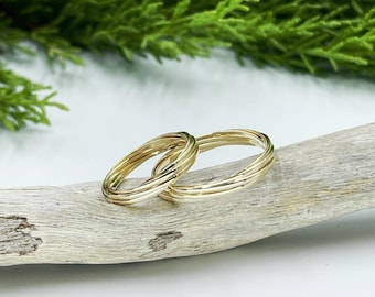 Solid 14K Gold Wedding Band Set/ His And Hers Gold Wedding Ring Set/Men & Women Wedding Ring/Matching Ring Set For Couple/Set of Two Ring