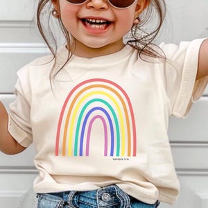 Kids Shirt Christian Shirt for Toddler Tee Rainbow T Shirt for Girl Bible Verse Shirt for Christian gift for her Communion gift Girls Shirt