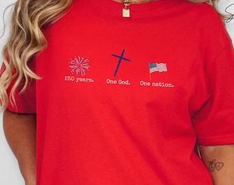 USA 250th Anniversary Shirt, 250 years Patriotic Flag 4th of July Family Christian Cross Shirt