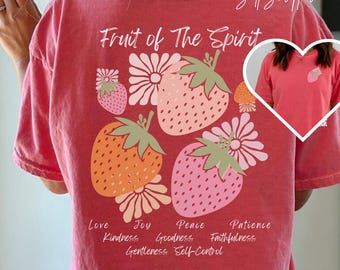 Christian Shirt, Boho Christian Tshirt, Custom Comfort Colors, Bible Verse T-Shirt, Faith Top, Religious Apparel for Women, Fruit of Spirit