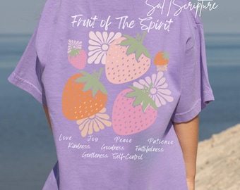 Fruit of the Spirit Kids Christian Shirt, Strawberry Comfort Colors Youth FaithShirt, Bible Verse Shirt