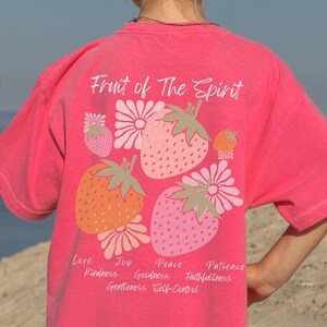 Comfort Colors Kids Christian Shirts, Fruit of the Spirit Shirt for Kids, Biblical Tee, Bible Verse Tee, Jesus Shirt, Religious Kids Faith Tee,Strawberry Christian Shirt