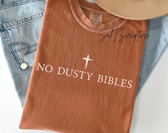 Comfort Colors クリスチャンシャツ、宗教アパレル、FaithShirt、聖書の埃をかぶらない、イエス・クロスシャツ、クリスチャンウェア、ティーン向けクリスチャングッズ
