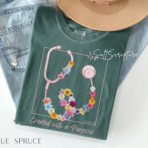 Nurse Shirt PNG, Created with a Purpose, Medical Christian Faith File, Doctor Bible Verse Design Digital Download