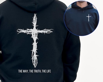 Christian Hoodie, Faith Cross Hoodie with Words on Back, Jesus Faithshirt