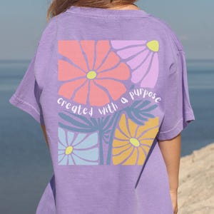 Comfort Colors Christian Shirt for Girls, Bible Verse Shirt, Jesus Shirt, Faith Shirt, Church Shirt, Christian Apparel, Created with Purpose
