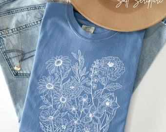 Comfort Colors Wildflower Shirt, Floral Cottagecore Shirt, Botanical Shirt, Flower Shirt, Nature Shirt, Wildflower Tshirt, Wild Flower Shirt