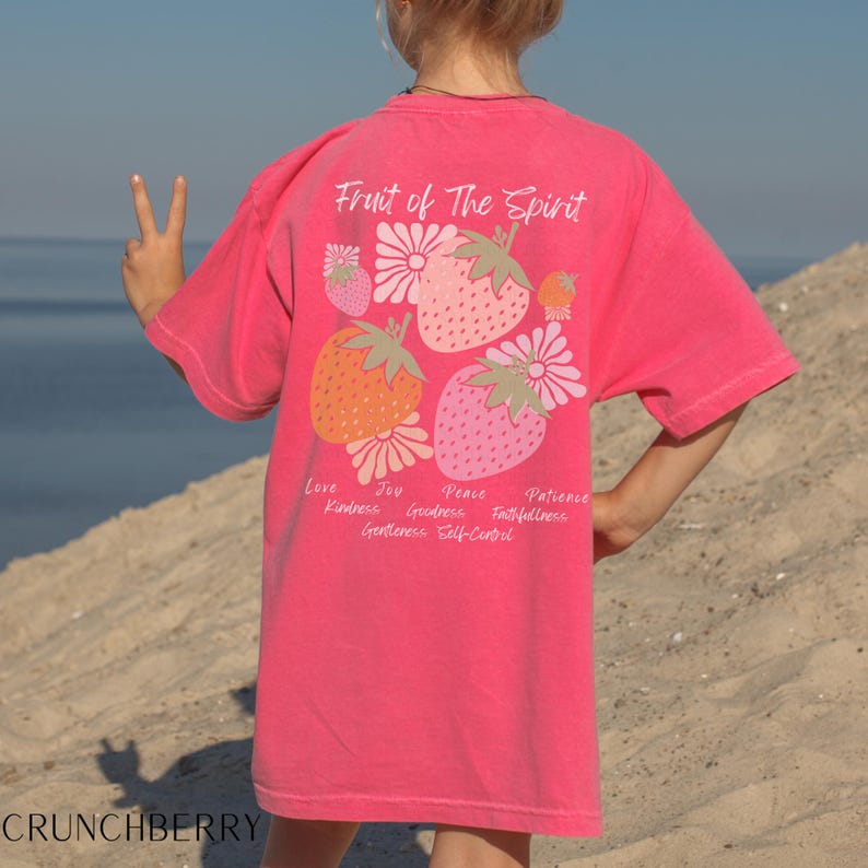 Comfort Colors Kids Christian Shirts, Fruit of the Spirit Shirt for Kids, Biblical Tee, Bible Verse Tee, Jesus Shirt, Religious Kids Faith Tee,Strawberry Christian Shirt