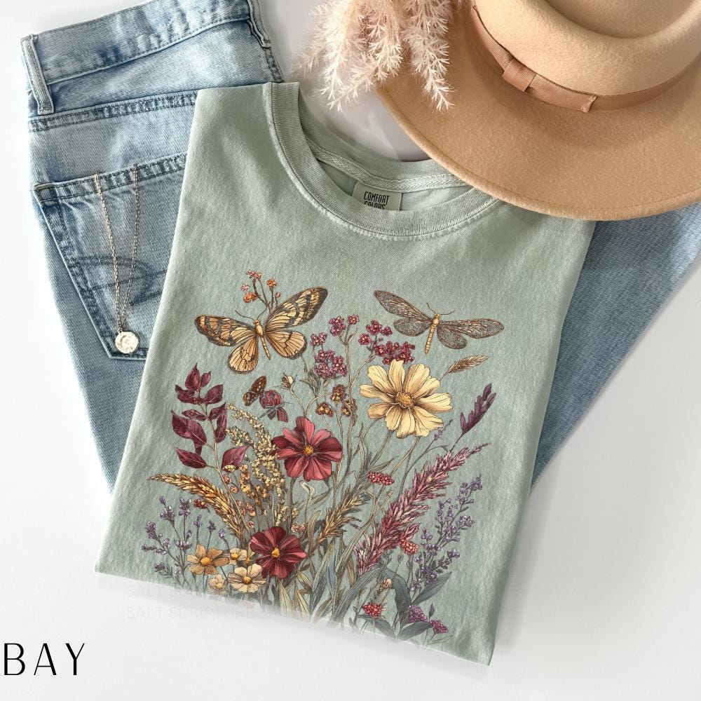 Vintage Wildflowers Shirt, Floral Graphic Tee, Pressed Flowers Tshirt ...