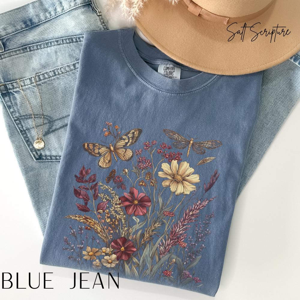Vintage Wildflowers Shirt, Floral Graphic Tee, Pressed Flowers Tshirt ...