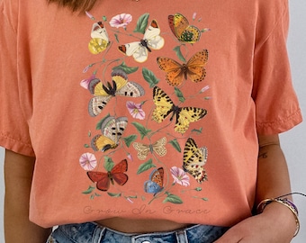 Boho Christian T Shirt for Women, Comfort Colors Wildflower Tshirt Faith Shirt Christian Gift for Women Garden Lover Floral Friend Gift