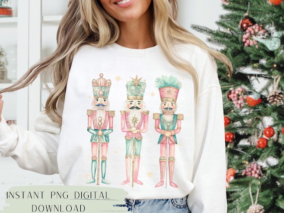 Christmas PNG, Nostalgic Pink Nutcracker PNG, Pink Holiday PNG, Xmas Digital Design, Christmas Shirt Design, Coquette, Digital Download File