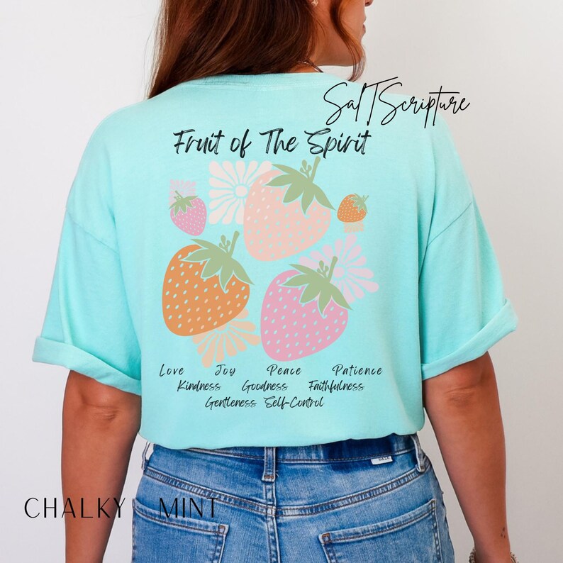 Comfort Colors Kids Christian Shirts, Biblical Tee, Bible Verse Tee, Jesus Shirt, Religious Kids Faith Tee, Christian Shirt, Fruit of Spirit Chalky Mint