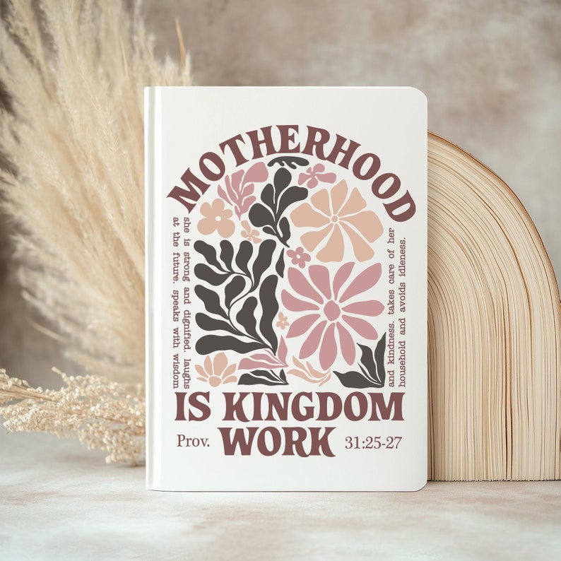 Motherhood Journal for Christian Mom, Personal Journal for Women, Thoughtful Gift for Mom, Motherhood Bible Verse Journal, Floral Notebook