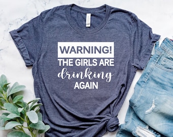 Womens Warning The Girls are Drinking Again Tank Summer Sleeveless Drunk Drinking Shirt Leisure Graphic Vest Tops