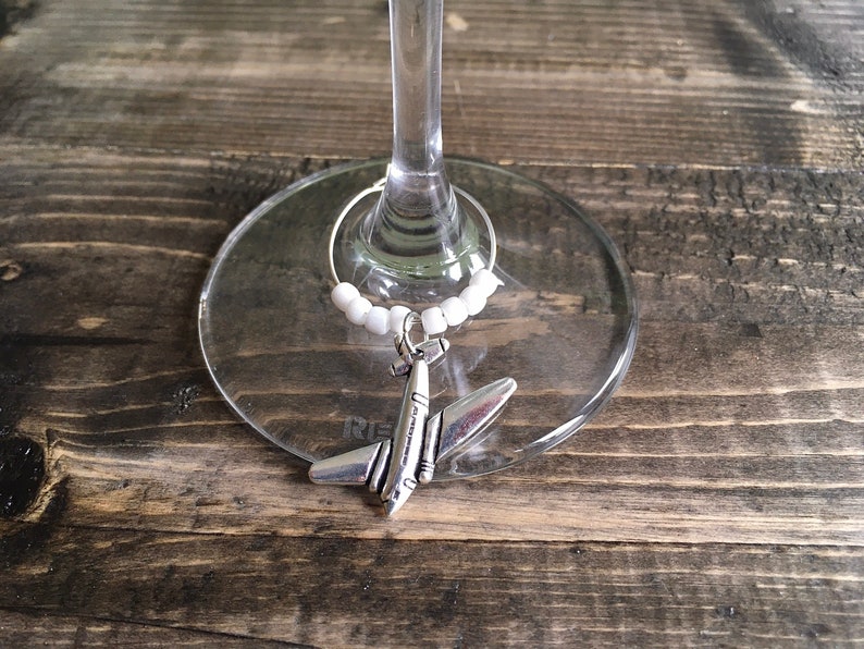 Aircraft Travel Wine Glass Charm, set of 5 decorative marker accessories for wine image 5