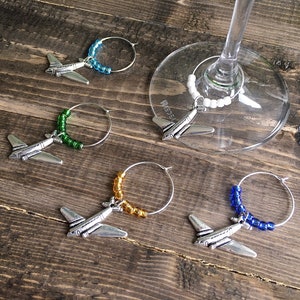 Aircraft Travel Wine Glass Charm, set of 5 decorative marker accessories for wine image 4