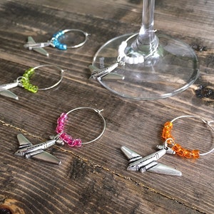 Aircraft Travel Wine Glass Charm, set of 5 decorative marker accessories for wine image 2