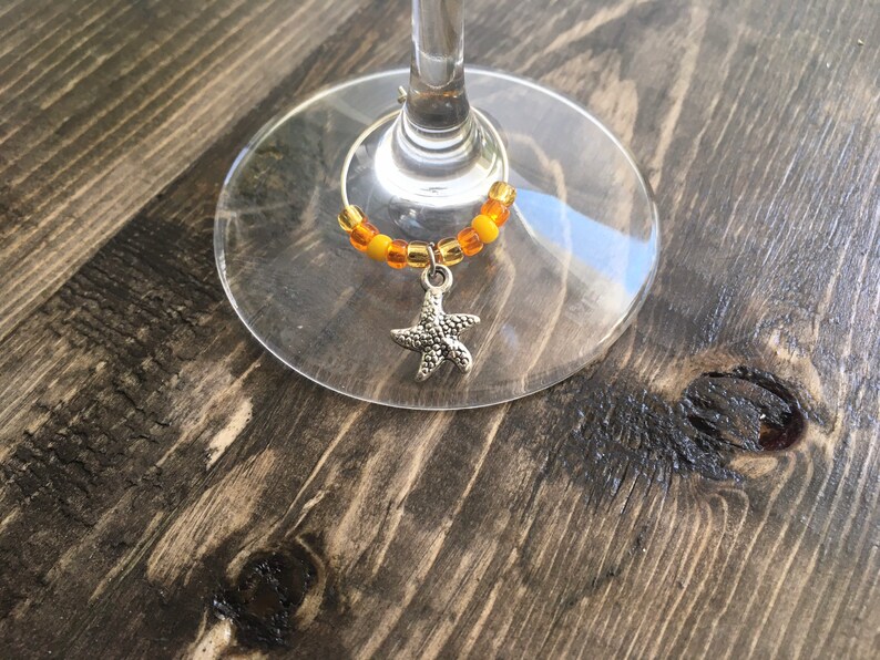 set of 5 decorative marker accessories for wine Tropical Ocean Starfish Wine Glass Charms