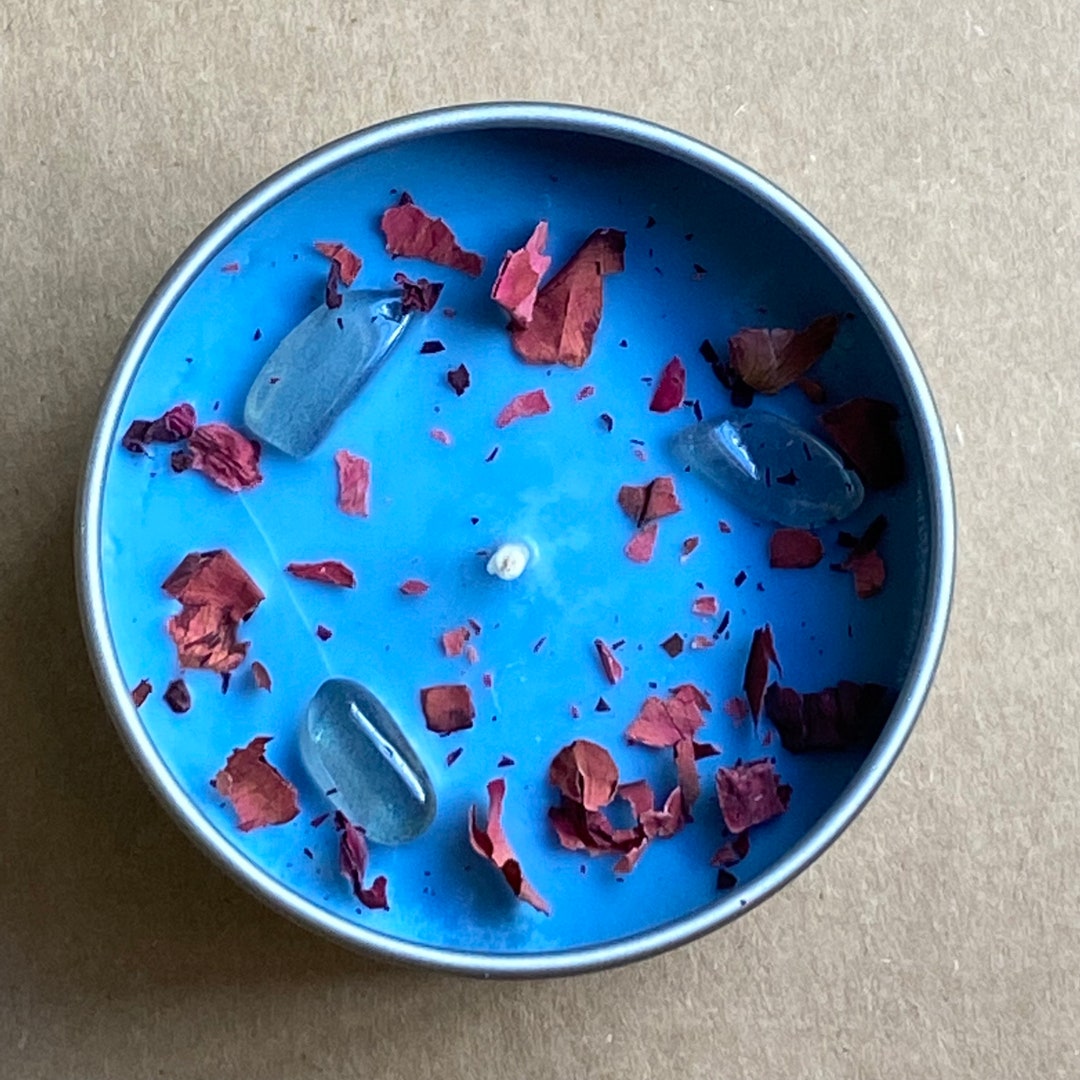 Handmade Soy Candles Blue Candle Ocean Rose Rose Petals Etsy