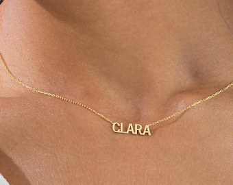 Benutzerdefinierte Namenskette * Einfache Block Namenskette * Zierliche Halskette * Personalisierte Namensschild Halskette * Geschenk für Sie * Weihnachtsgeschenk