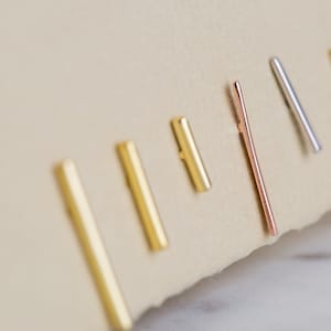 14K Gold Small Bar Earrings, Tiny Line Earrings, Gold Dainty Earrings, Silver Stud Earring, Mother's Day Gift, Couples Gift, Christmas Gift
