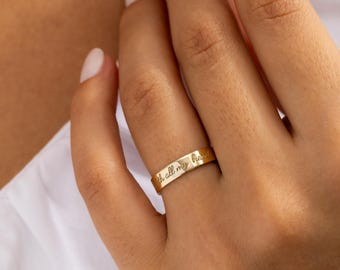 Personalisierter Sterlingsilber Bandring • Gravierte Nachricht