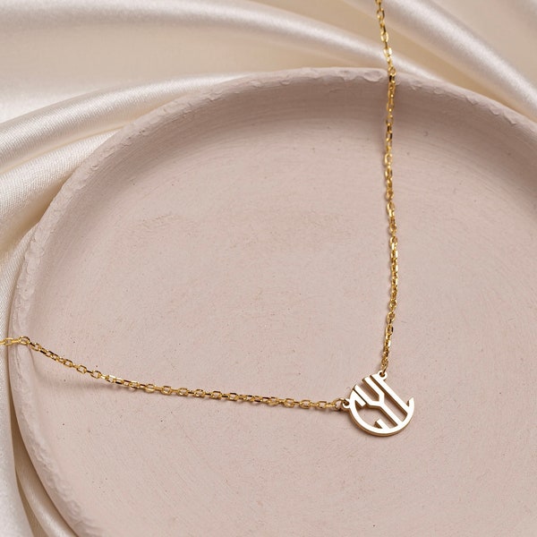 Personalisierte Monogramm Halskette, benutzerdefinierte Initialen Halskette für Frauen, Monogramm Name Halskette, Gold Monogramm Halskette, personalisierte Halskette