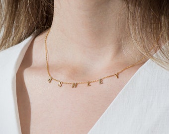 14K Solid Gold Initial Necklace, Personalized Letter Pendant