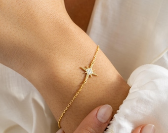 North Star-bedelsieraden, sierlijk hemels goudstuk, minimalistisch cadeau voor moeder