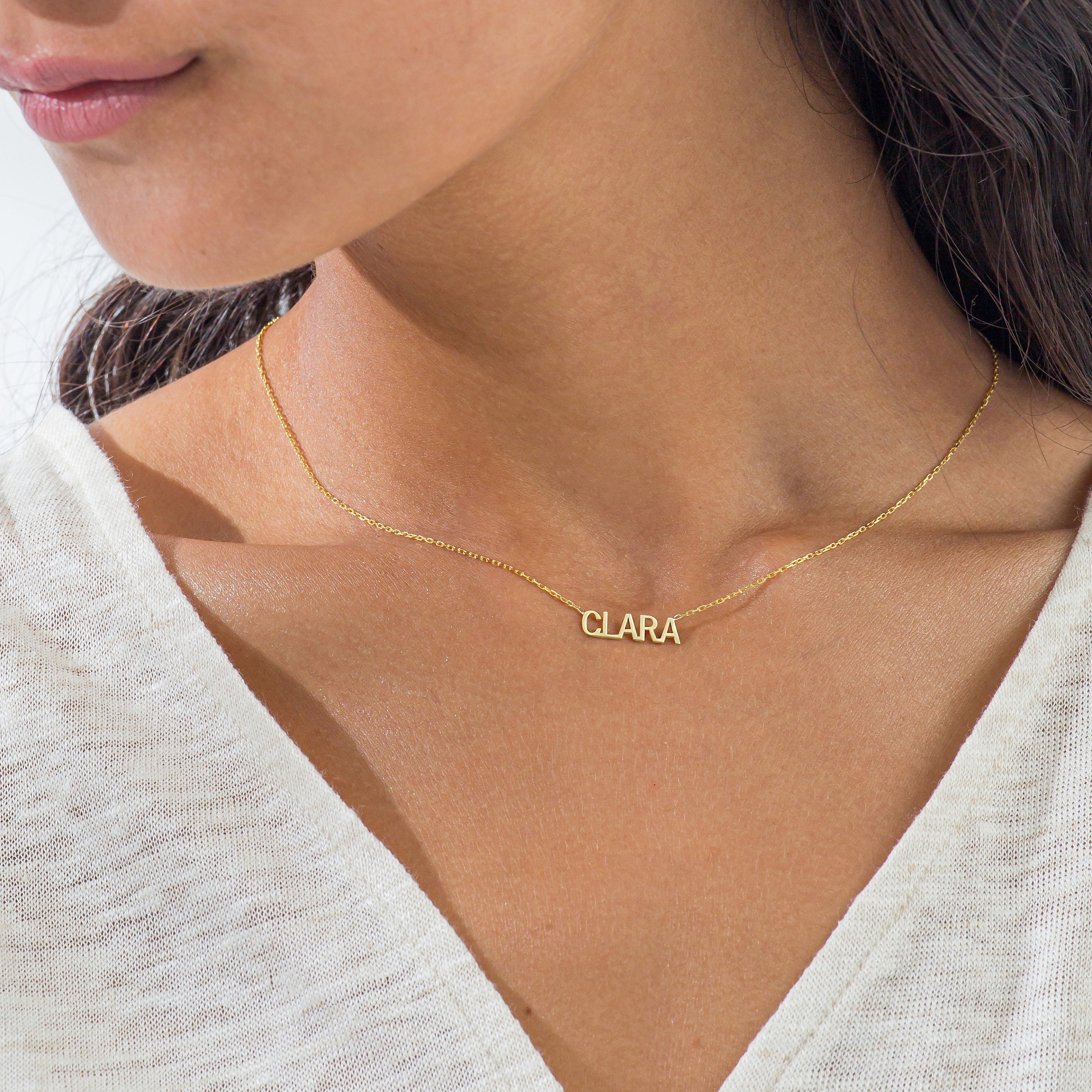 Block letter name necklace outlet