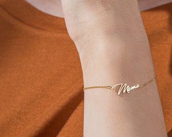 Personalized Cursive Name Bracelet, Solid Sterling Silver