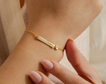 Personalisiertes Pfotenabdruck Armband - Personalisiertes Haustier Gedenkgeschenk, Hunde Mama Schmuck, Andenken für Tierliebhaber, Armband mit Gravur für Haustier Verlust oder Mama