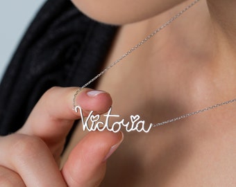 Collana con scritta a mano in oro massiccio 14K * Collana con firma personalizzata * Collana con nome personalizzato * Regalo per la festa della mamma * Regalo per lei