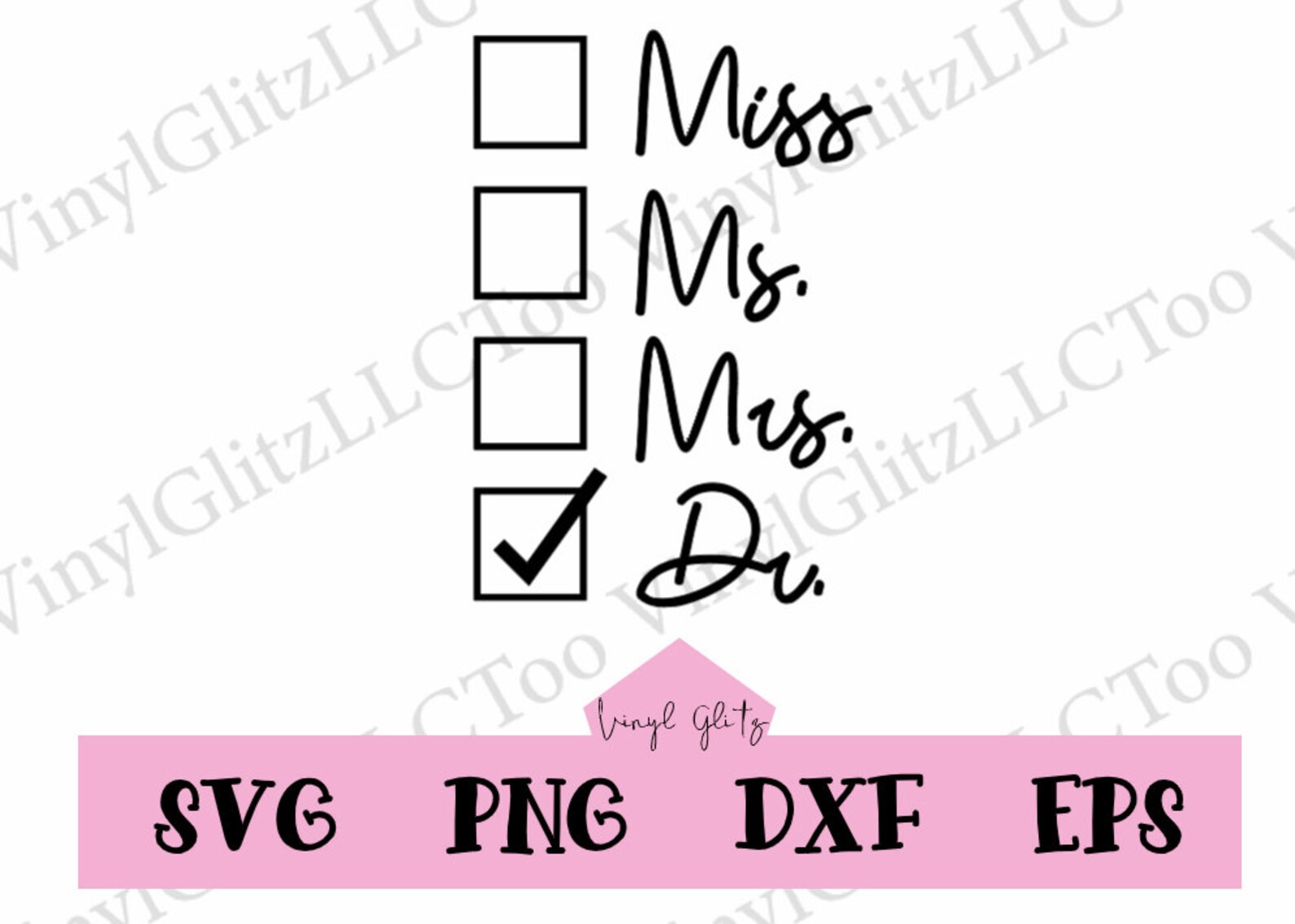 Miss Ms Mrs Dr SVG Cut File Cricut Silhouette Design File Etsy