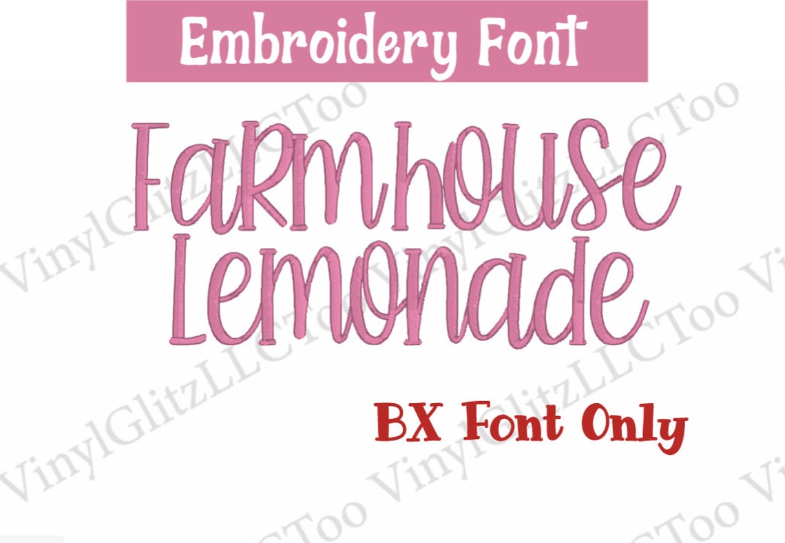 Farmhouse Lemonade Bx Font BX Embroidery Font Fonts for Etsy