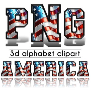 Alphabet du drapeau américain des cliparts | Lettres et chiffres patriotiques américains PNG | Lettres américaines Alpha Doodle | Rouge Blanc Bleu Police de caractère | Rayures étoilées