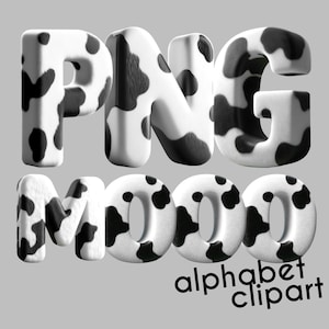 Letras de fonte de vaca, conjunto de alfabeto de fazenda, fonte de letra de doodle PNG, download digital de clipart alfa, alfabeto de tema de vaca, clipart de animal de fazenda