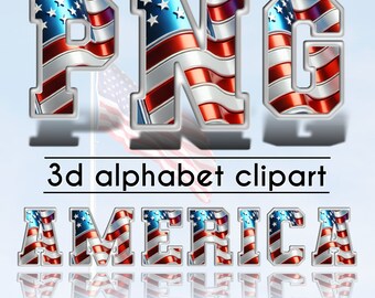 American Flag Alphabet Clipart | Patriotic USA Letters Numbers | Election Year Alpha Doodle Letters | Red White Blue Font | Stars Stripes