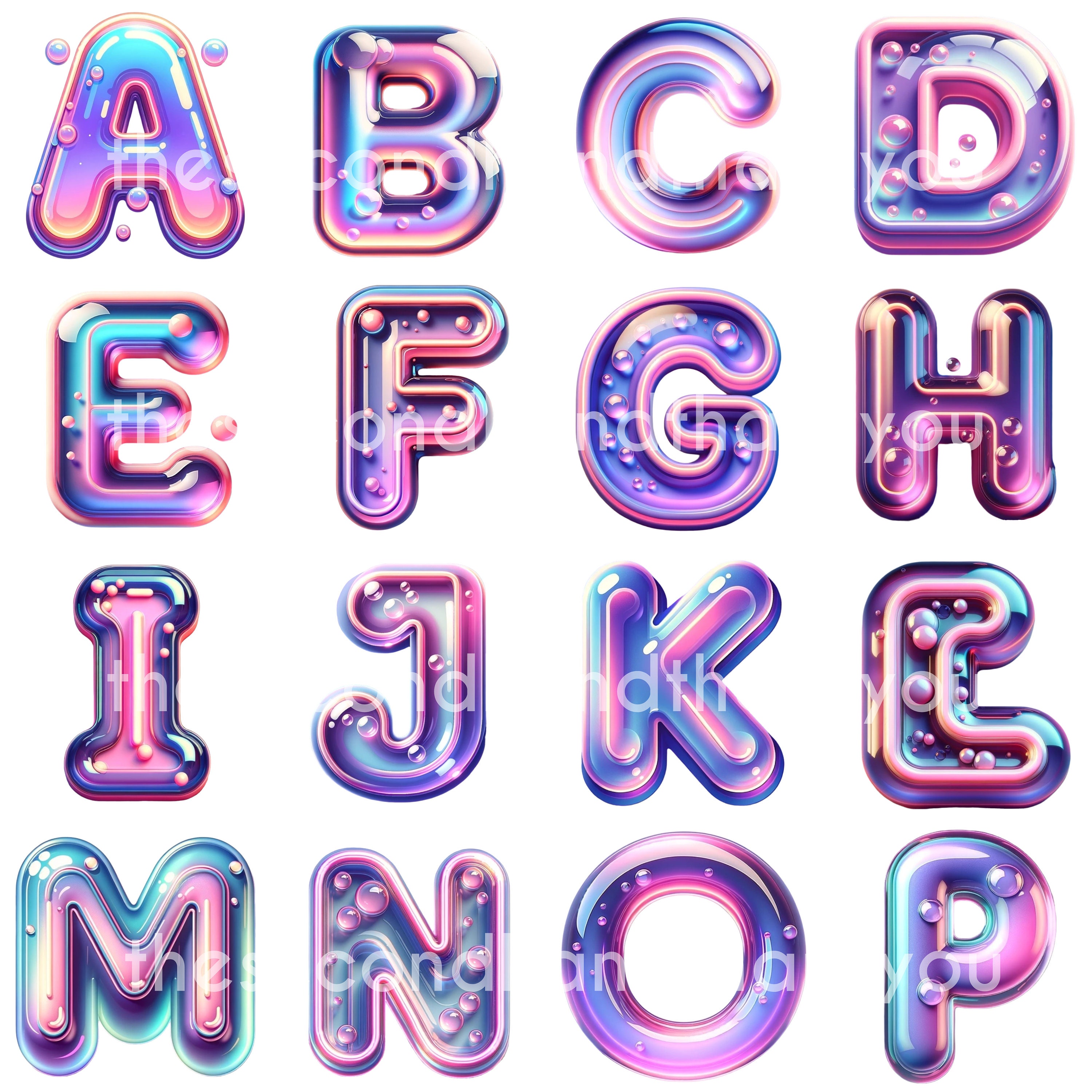 Bubble Letters, 3D Doodle Letters, Y2K Font PNG, Retro Font, Doodle ...