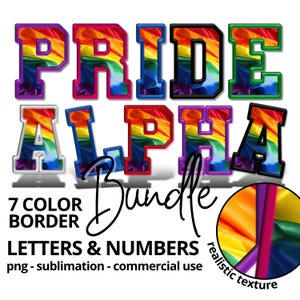 Alphabet de la fierté, clipart | Drapeau arc-en-ciel 3D, lettres et chiffres PNG | Sublimation, autocollants, posters, chemises | Clipart LGBTQ