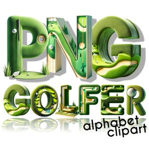 Alfabeto de golf, PNG de golf, letras de garabatos, fuente de garabatos, letras 3D, PNG del alfabeto, descarga digital, clipart de golf, alfabeto 3D, letras de golf