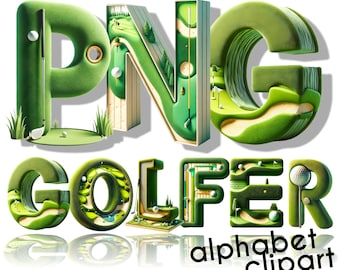 Golf Alphabet, Golf PNG, Doodle Letters, Doodle Font, 3D Letters, Alphabet PNG, Digital Download, Golf Clipart, 3D Alphabet, Golf Letters