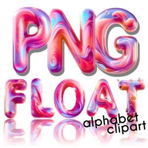 Letras PNG de burbujas de fuente líquida: Cool 2000s Y2K Millennial Trippy Pink Balloon Style Alphabet Doodle Alpha Sublimación de letras decorativas