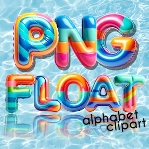 Fonte de verão para decoração de convites para festa na piscina, letras de bolhas de flutuação de piscina 3D, clipart de verão, letras de rabisco, download digital de PNG de sublimação