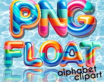 Summer Font For Pool Party Invitations Decor, 3D Pool Float Bubble Letters, Summer Clipart, Doodle Letters, Sublimation PNG Digital Download