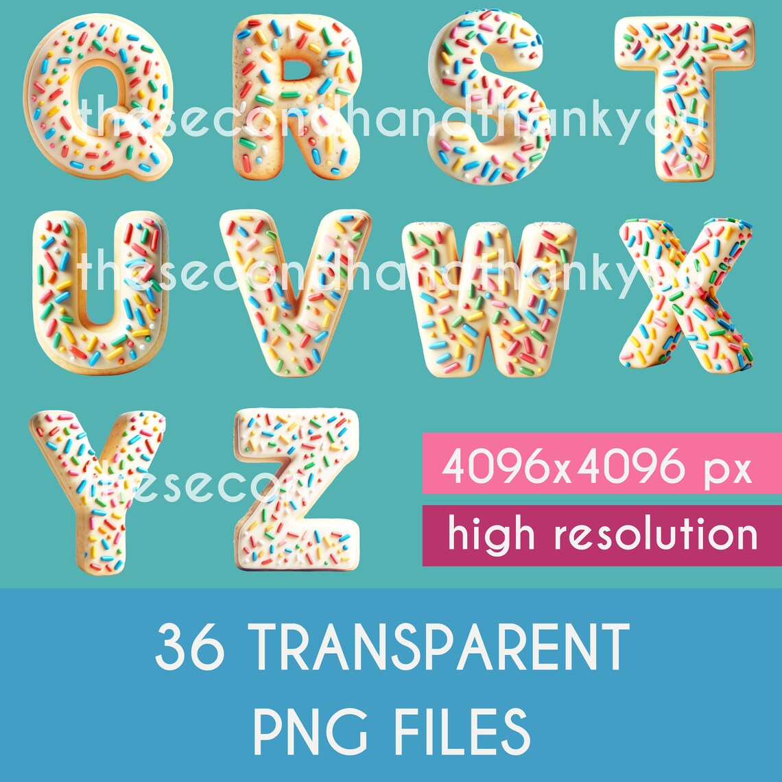 Sprinkle Cookie Clipart, Doodle Letters, Doodle Font, 3D Letters