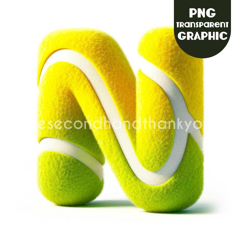 Tennis PNG, Tennis Ball Doodle Letters, Doodle Font, 3D Letters, Alphabet PNG, Digital Download, Tennis Clipart, 3D Alphabet, Sports Numbers
