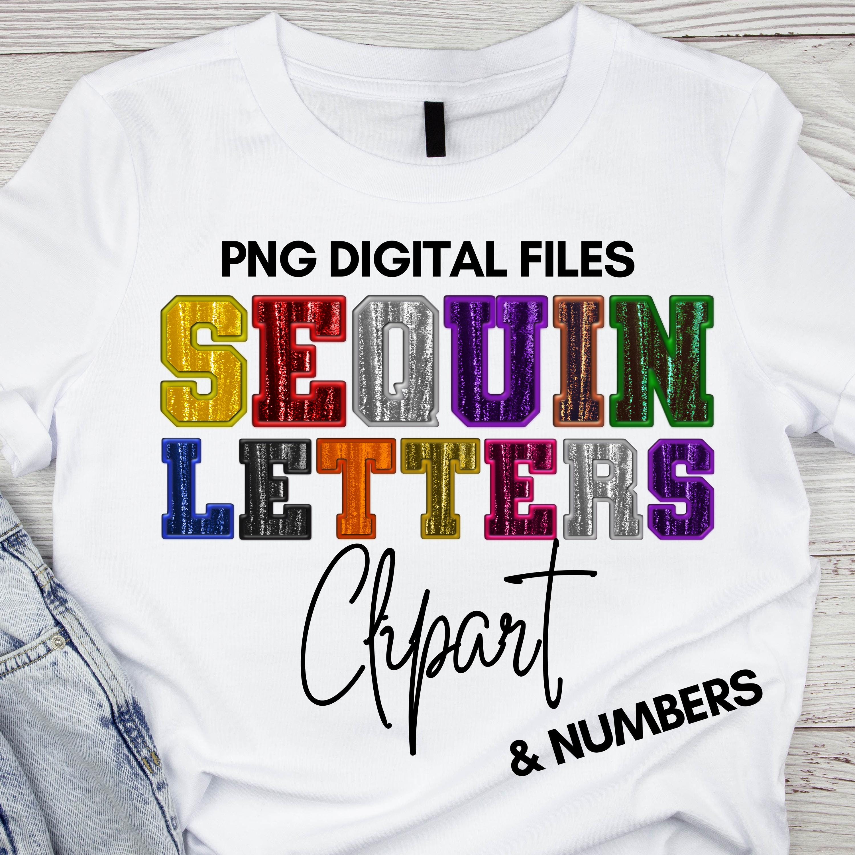 Rainbow Glitter Alphabet PNG Bundle - Clipart Letters Numbers - Sequin ...
