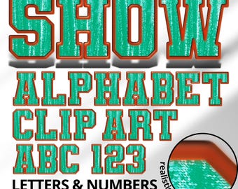 Faux Sequin Letters - Teal and Orange Sparkly Alphabet Clipart - PNG Letters & Numbers - Digital Download - Printable Glitter Doodle Letters
